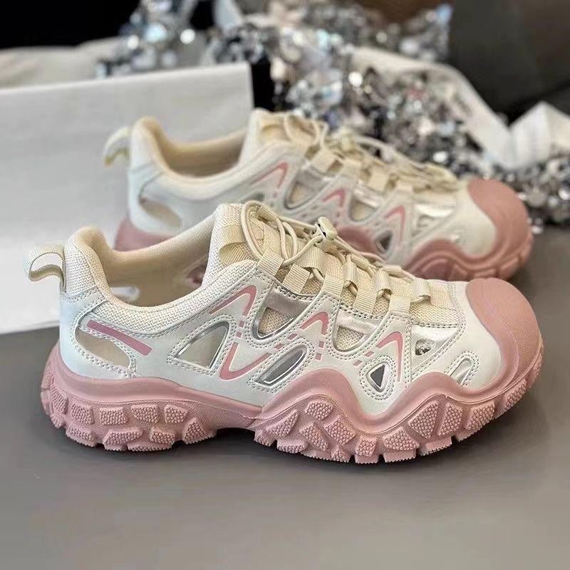 

Fashion outdoor hollow summer hiking shoes new ugly cute versatile shoes running sports casual shoes women 40 бежевий