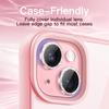 JEDirect iPhone 15 15 Plus Inch Camera Lens Film Glitter Shiny Individual 9H Tempered Glass Metal Ring Cover HD Clear 1 Set 6.1 inch/iPhone 6.7 (Pink)