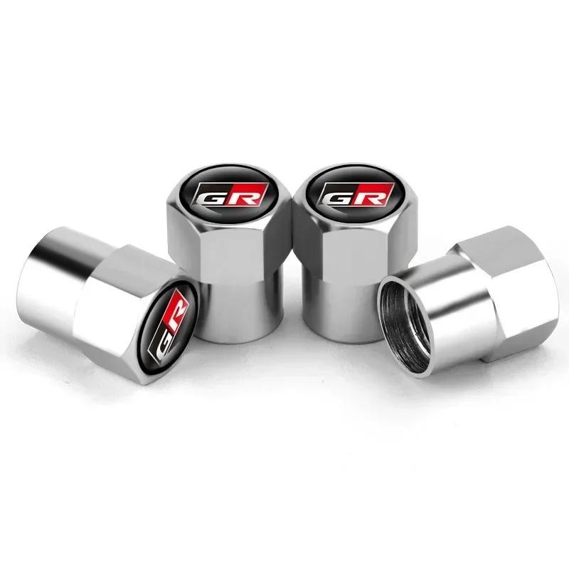 4Pcs Car Tire Valve Caps Metal Stem Air Cover Accessories For Toyota GR Sport Gazoo Rav4 Yaris Wheel 86 Corolla Hilux Racing CHR