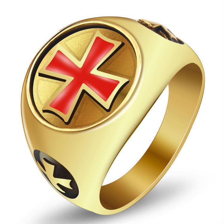 

Винтажное золотое кольцо с крестом Классическое кольцо Мужские и женские украшения No. 12