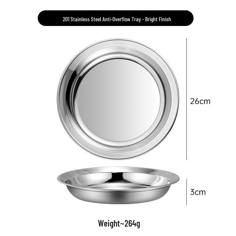Xuanbo 304 Stainless Steel Anti-overflow Flat-bottom Round Steaming and Prep Plate