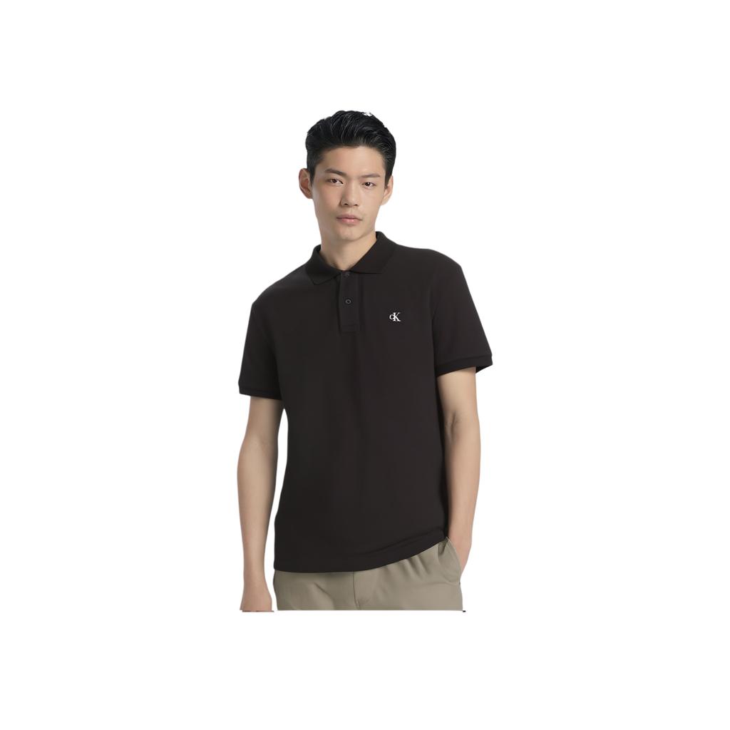 Calvin Klein Solid Color Logo Polo Shirt Men tops Black J322253-BEH