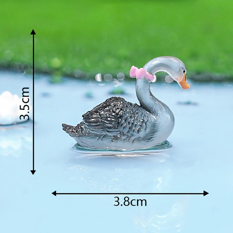 

Cartoon Luminous Crown Swan Mini Figurine Micro Landscape Decoration Cute Miniatures Diy Home Decoration Accessories Gifts A3