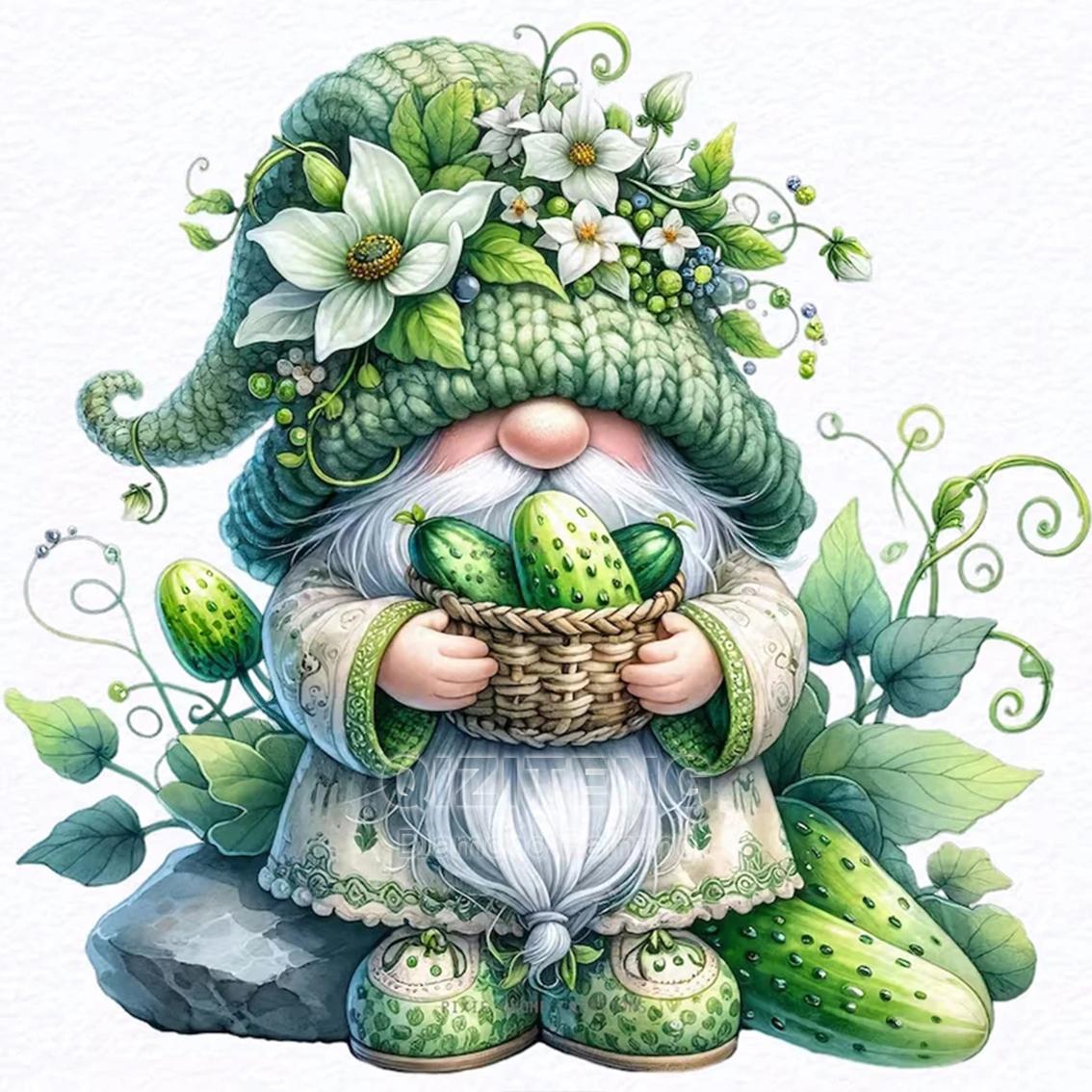 

5D DIY Алмазная Живопись Мультяшный Гном Полная Выкладка Квадратными Круглыми Алмазами Мозаика Вышивка Милый Персонаж Набор для Вышивания Крестом Искусство Домашний Декор Round 20x20cm