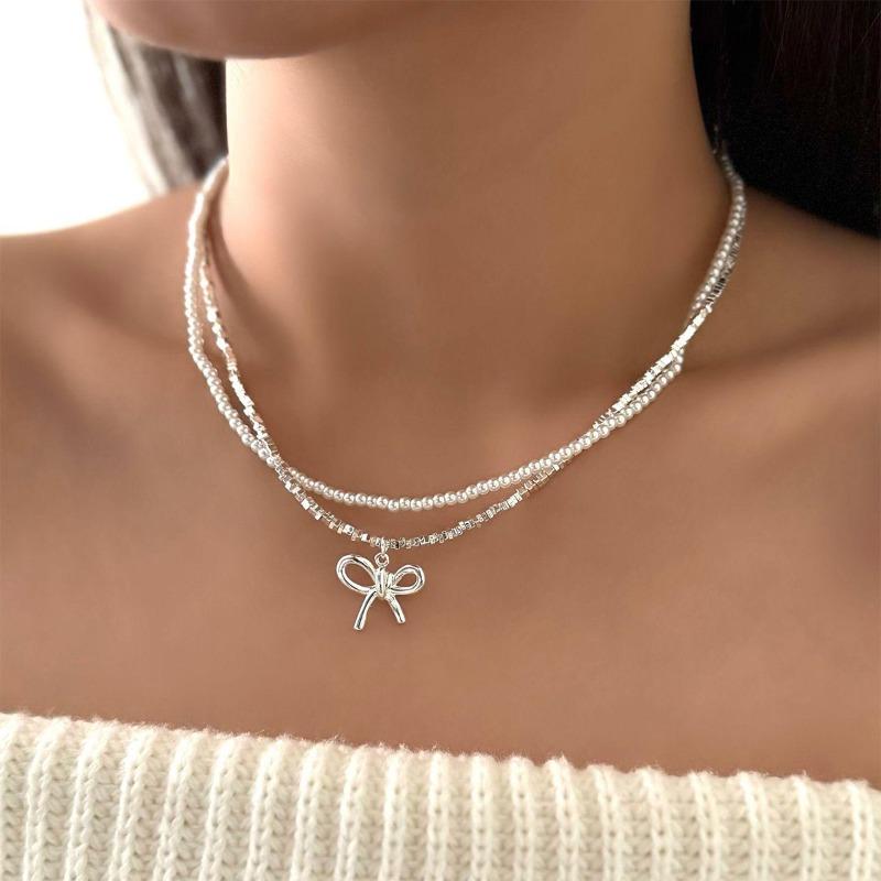 Imitation Pearl Pendant, Necklace Jewelry Stacked with High-end Light Luxury Niche Irregular Collarbone Chain Accessories