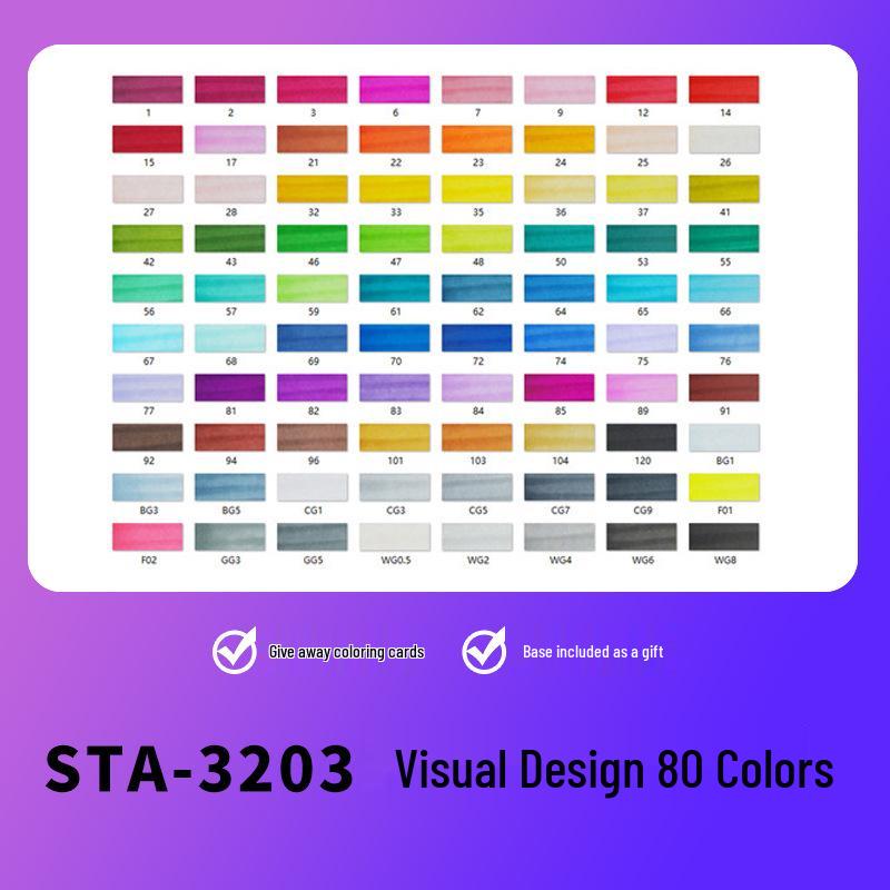 Sta 3203 Double-Ended Quick-Drying Oil-Based Marker Pen Set for Student Art & Indoor Design