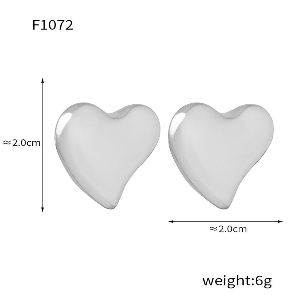 Orecchini a Bottone a Forma di Cuore con Strass Qiong Yao - Accessori in Acciaio Inossidabile Placcato Oro 18K
