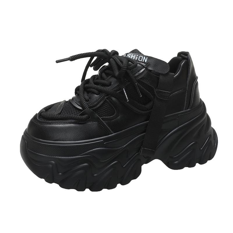 Fashion Women Platform Casual Breathable Mesh Shoes 2024 New Summer Chunky Sneakers 8CM Wedges Hidden Heels Hollow Leisure Shoes Woman