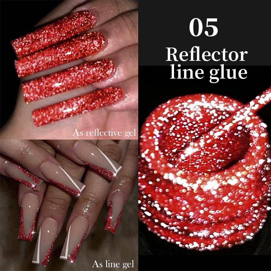 3D Metallic Nail Line Gel High Shine Reflective Flash Chrome DIY & Salon Use Dazzling Sparkle Nail Art Stripe Gel