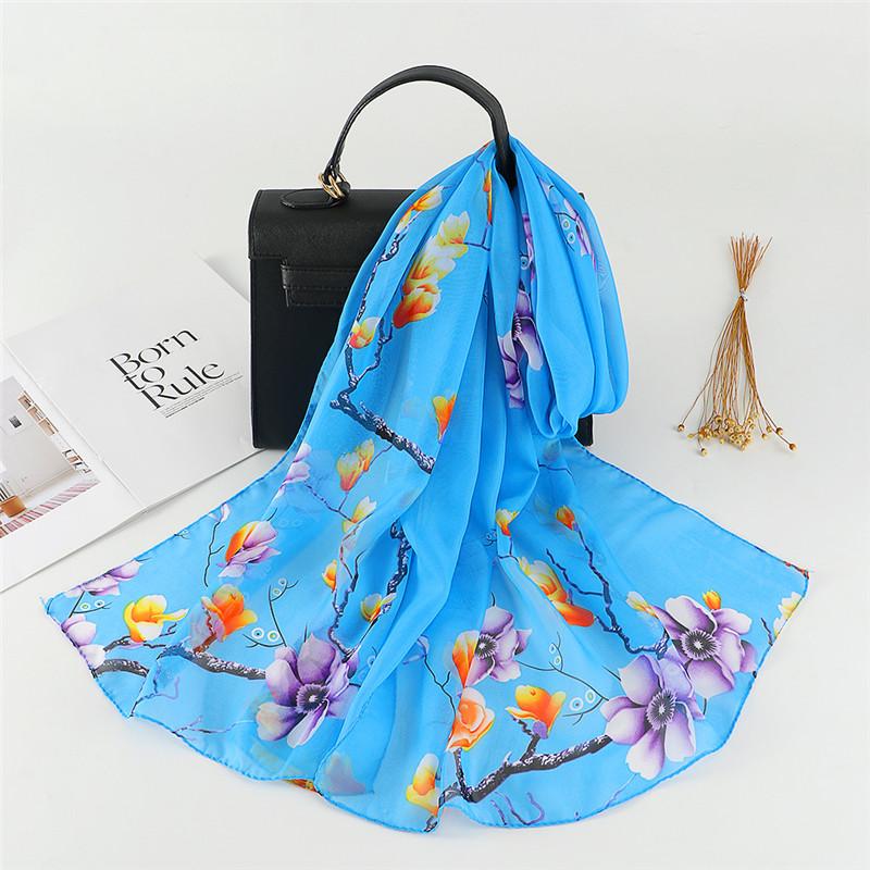 Spain Fashion Sexy Leopard Floral Patchwork Chiffon Silk Scarf Shawl Lady High Quality Wrap Beach Cover-Ups Hijab Snood 150*50Cm