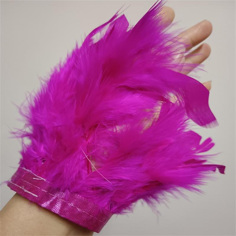 Women Natural Fur Feather Cuffs Sexy Cuffs With Feathers Feather Cuff Snap Bracelet Sleeves Wrist Arm Removable Shirt