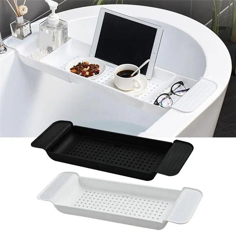 M-Modern-Bath Tub Tray Extendable Draining Bath Tray Space-Saving Household Bathtub Shelf Small Storage Tray For Towels Glasses