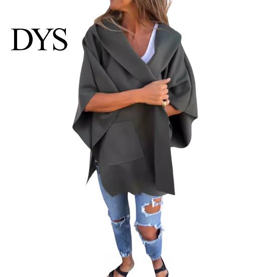 Manteau Automne Hiver Veste Femme Style Cape Capuche Poches Couleur Unie Point Ouvert Lâche avec Détail Thermique Manches Trois Quarts Randonnée Entraînement Printemps