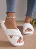 Crossed Plush Slippers Autumn and Winter Four Seasons Indoor New Warm Leak Toe Fluffy Slippers