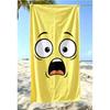 Funny Cartoon Face Beach Towel, Quick Dry Soft Cotton, Angry, Surprised & Playful Expressions for Summer Pool Use Beach Towel