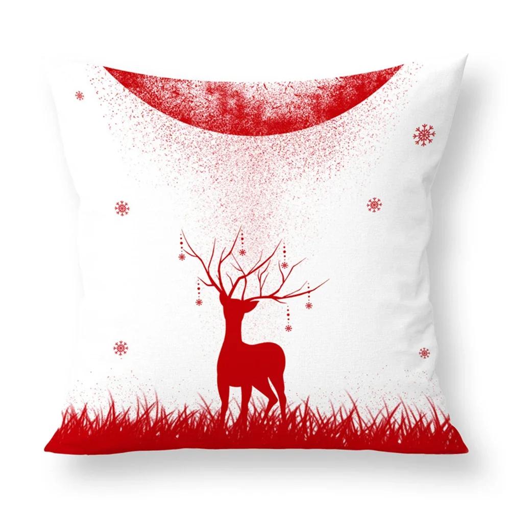 Christmas Printed Sofa Bedroom Living Room Pillow Seats Decorate Christmas Printed Printed Cushion Cover Decoración Navideña