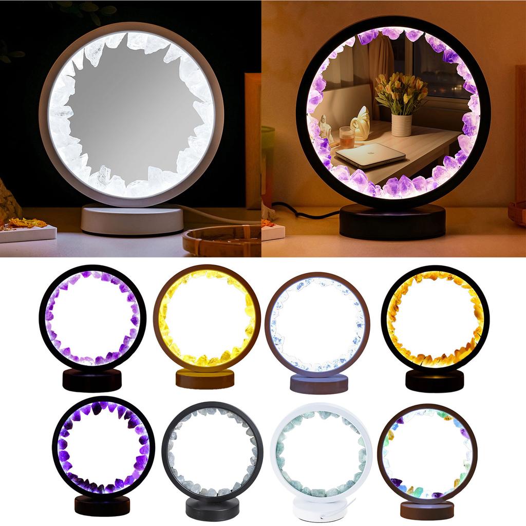 USB-betriebenes Amethyst Heilstein LED-Nachtlicht mit solidem Sockel für Schlafzimmeratmosphären für Schlafzimmer Wohnzimmer