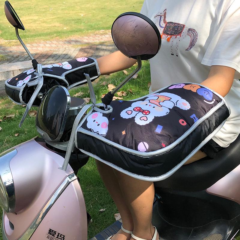Electric Bicycle Winter Handlebar Cover: Waterproof, Windproof, Thick Fleece Gloves for Cold-Proof Riding