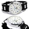 Watch Moon Phase Multi Calendar 5 ATM Water Resistant Business Formal Rubber Belt Limited Model White Silver [Salvatore Mara] Men's SM22105R-SSWH