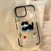 Magnetic Cat Stand Suitable for Apple 16promax Mobile Phone Case IPhone 15 Children's Fun Cartoon Transparent