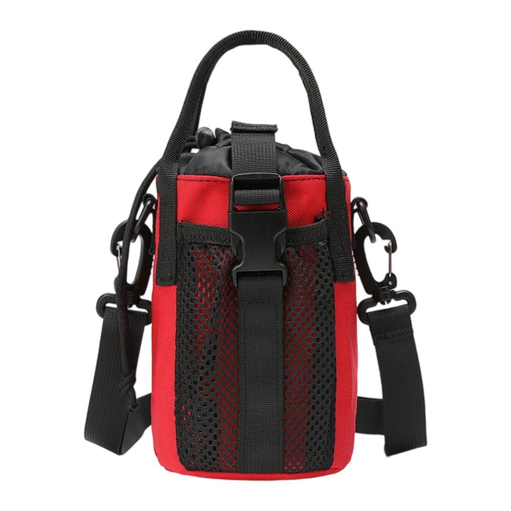 Portable Insulated Water Bottle Holder With Adjustable Strap And Mesh Side Pocket For Outdoor Hiking Camping Travel