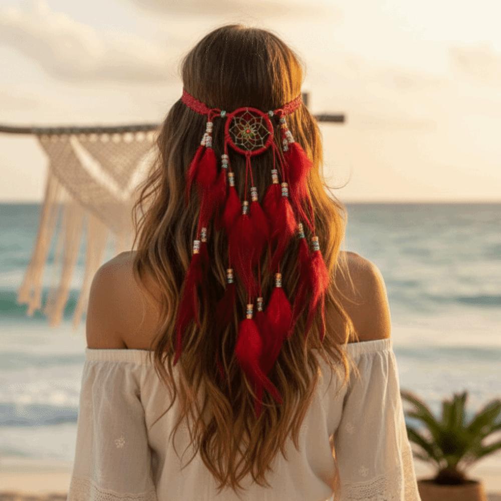 Buntes Perlen-Akzente Traumfänger Feder-Stirnband Sommer-Musikfestivals