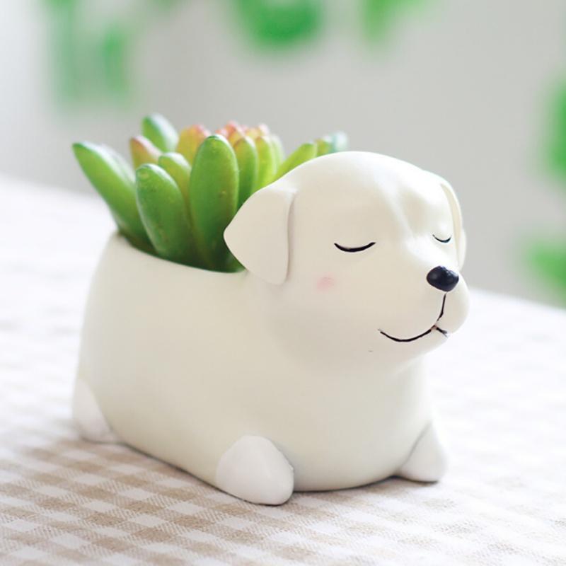 Cute Corgi Labrador Dog Resin Flowerpot Cartoon Animal Succulent Plant Pot Home Garden Planting Pot Planter Desktop Ornaments