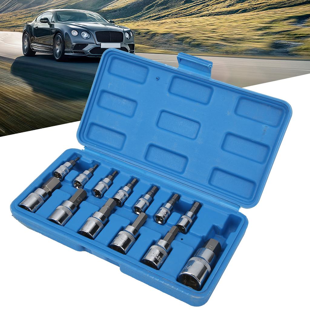 Square Wrench Hex Bit Socket Set 14in 38in 12in Auto Maintenance Repair with Tool Box