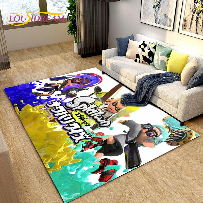 Splatoon,PC Game Gamer Cartoon Area Rug,Carpet Rug for Living Room Bedroom Sofa Doormat Decoration, Kids Play Non-slip Floor Mat