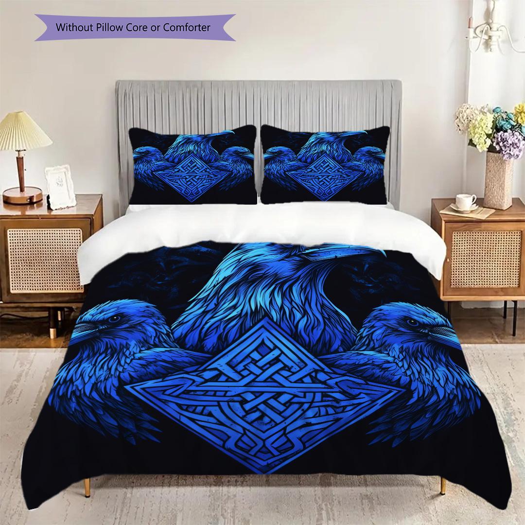 

Crow Pattern Bedding Quilt Set Quilt Cover Pillowcase Home Decoration Birthday Gift (1 * duvet cover + 2 * pillowcase, without core) 135x200cm