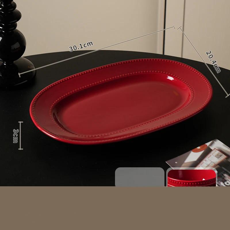 Leichter Luxus Hochzeit Keramikteller Hochwertige Vollfarbige Relief Speiseteller Haushalt Täglich Party Kuchen Dessert und Snackteller