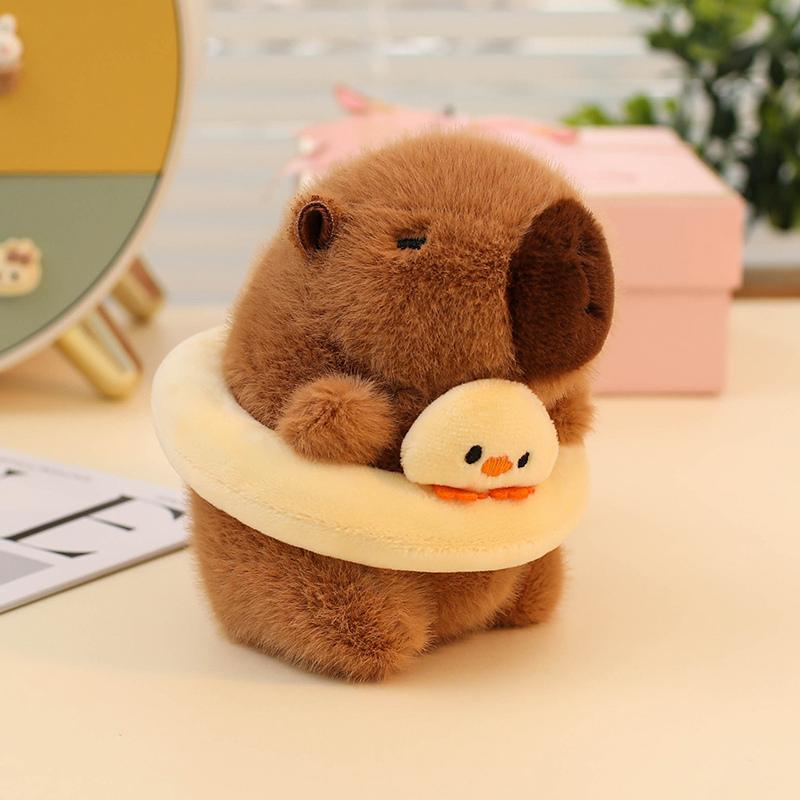 12cm Cartoon Spaß Abschlusskappe Capybara Plüschtier Anhänger Schwimmring Arzthut Frosch Capybara Plüschspielzeug Heimdekoration Geschenk für Kind