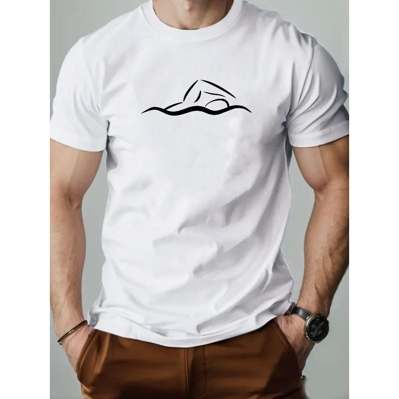 

Мужская повседневная летняя футболка европейского размера с принтом бассейна - Красный хлопок, Круглый вырез, Короткий рукав, Повседневная одежда, Повседневная летняя одежда S белый