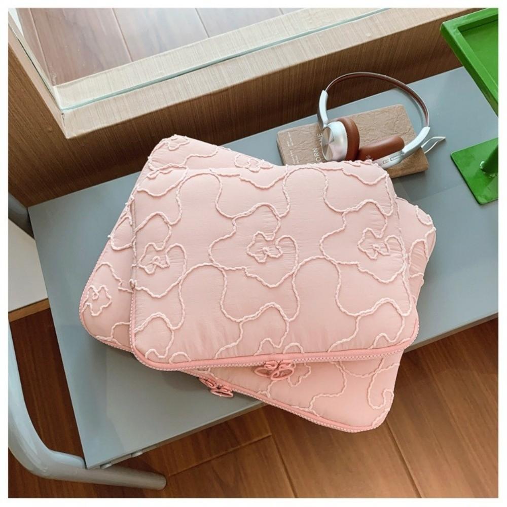 11/14 Inch Laptop Bag Embroidery Flower Shockproof Tablet Sleeve Case Soft Large Capacity for MacBook/iPad/DELL
