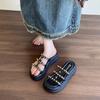 2025 rivet flat-bottomed cool slippers women's lazy slippers women's soft-soled simple thin straps one-word open-toed women's shoes