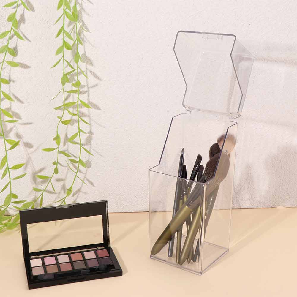 Transparent Cosmetic Brush Storage Box Dust-proof Pen Holder Desktop Storage Bucket Bedroom