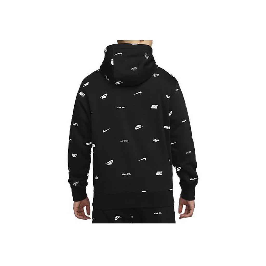 Nike Bluza z kapturem z nadrukiem na całej powierzchni Club Fleece Męska Czarna FB7435-010