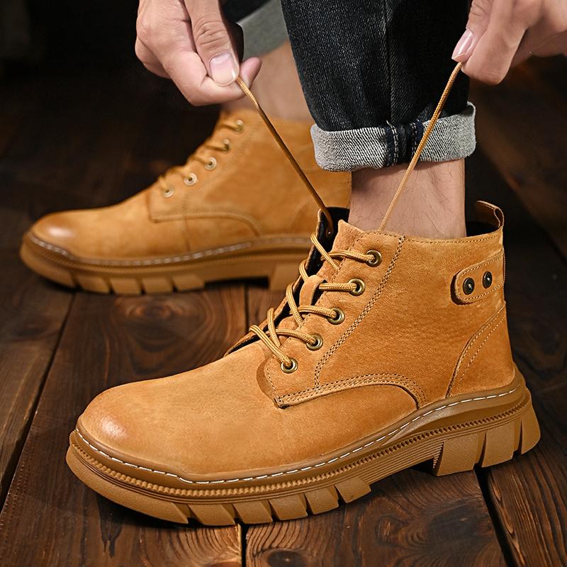 Genuine Leather Men's Ankle Boots Classic Casual Shoes Breathable Walking Hiking Shoes High Quanlity Leisure Boots Winter Shoes