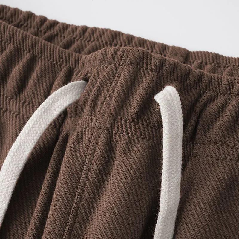 Texture Sensitive, Slightly Elastic Diagonal Closure Men's Pants, Solid Color, Simple, Extra Loose, High Waisted and Ankle Tied