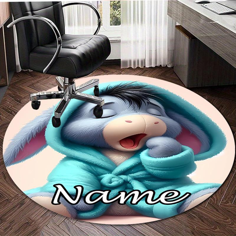 Personalized E-Eeyore Round Chair Office Rug - Perfect for Mat, Office Chair & More - Ideal Gift for Birthdays and Holidays