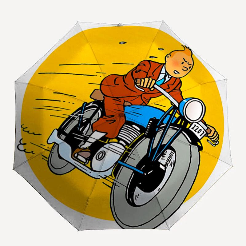 

1pc Tintin Adventure Automatic Umbrella Durable Iron Frame & Plastic Handle, Gift for Men & Women, Sturdy Construction yy250902094