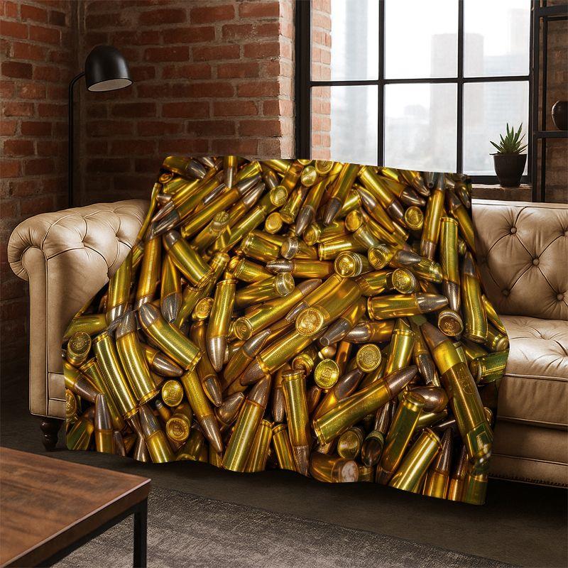 Gun Pistol Ammunition Bullet Cartridge Flannel Blanket Soft Warm Throw Blanket for Bedroom Living Room Bed Travel Camping Picnic