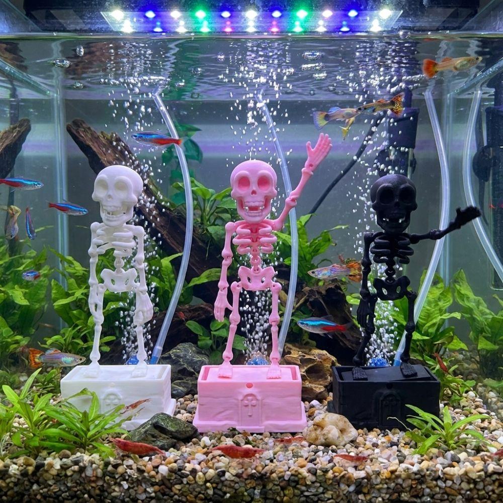with Pipe Suction Cup Dancing Skeleton Aquarium Bubbler Aquatic Landscaping