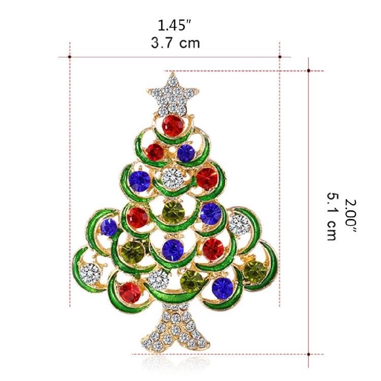 Vintage Christmas Tree Shaped Brooch Rhinestones Pin Shiny Retro Clothes Cors