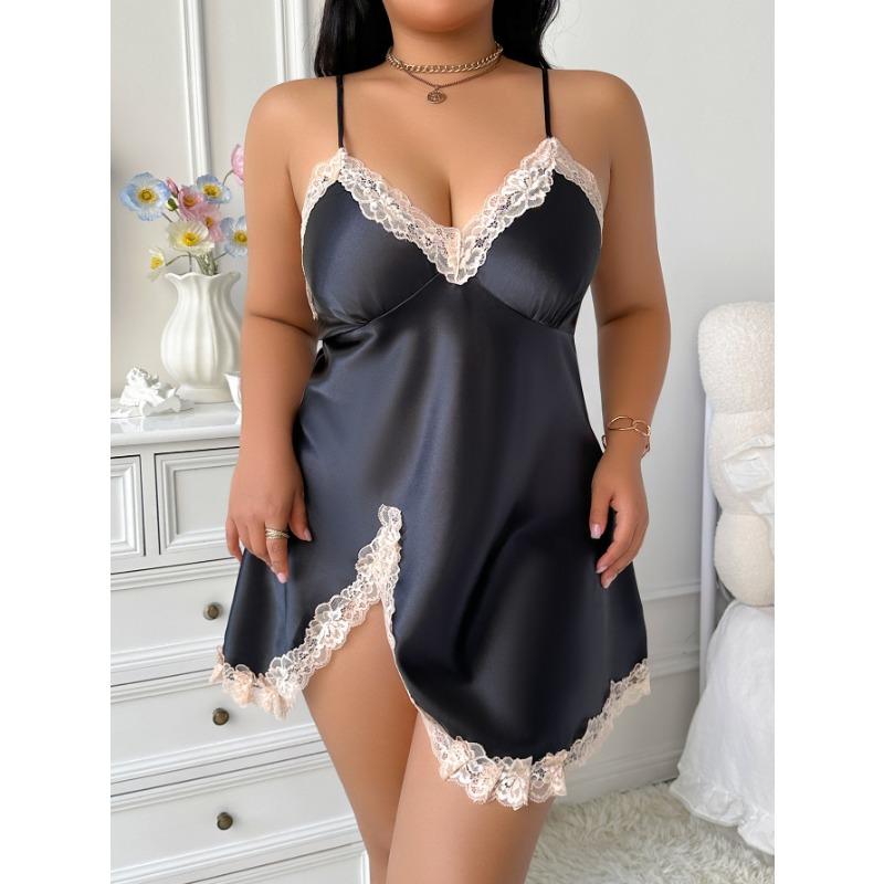 Plaque-sized Women's Backless Sexy Halter Dress, Faux Silk Nightgown, Casual Loose Home Wear, Thin Ice Silk Pajamas