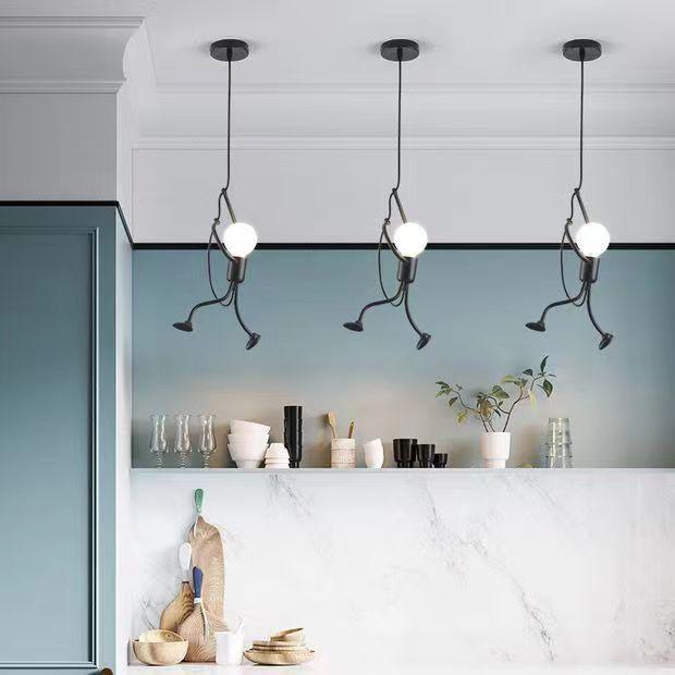 Nordic Wrought Iron Pendant Light - Retro Modern Art for Cafe or Boutique Decor