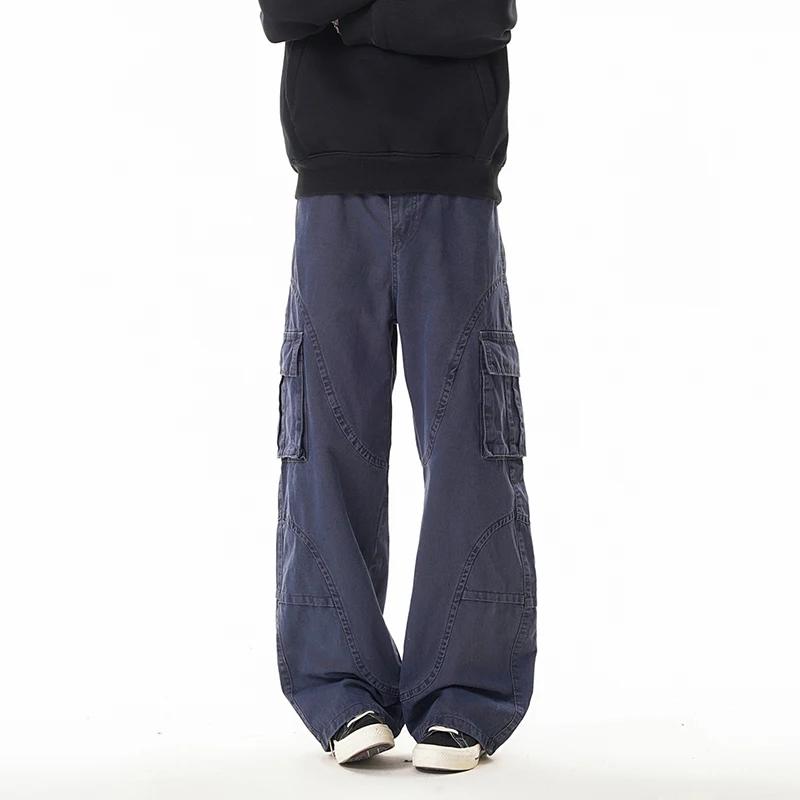 

2025 Autumn Men Streetwear Classic Cargo Pants Men Loose Oversized Cotton Pants Male Joggers Black Military Straight Trousers L темно-сірий колір