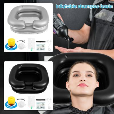 Inflatable Shampoo Basin Foldable Waterproof Hair Washing Basin with with Head and Neck Support Comfortable Hair Shampoo Bowl