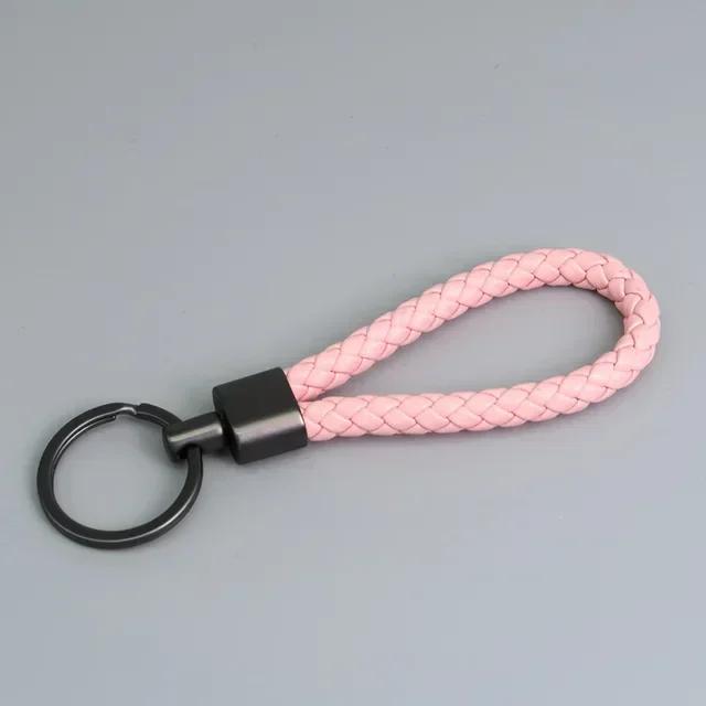 Trend Black Pink Color Braided Rope Car Keychain Fresh Ice Cream Color Key Pendant Sheep Pattern High Ring Leather Rope Amagi