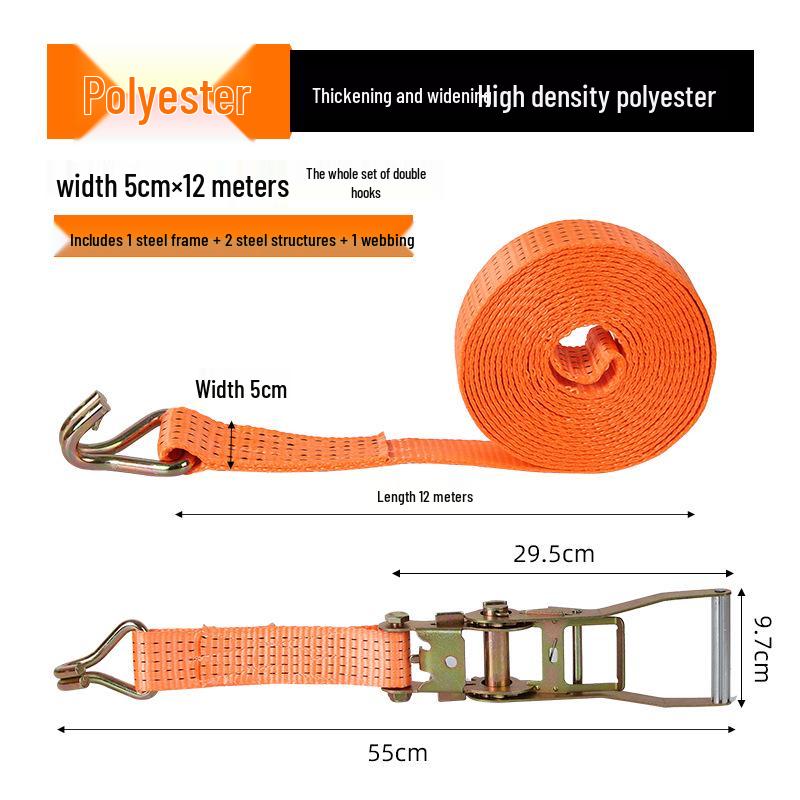 Pasy transportowe z grzechotką, z podwójnym hakiem i stalowym napinaczem